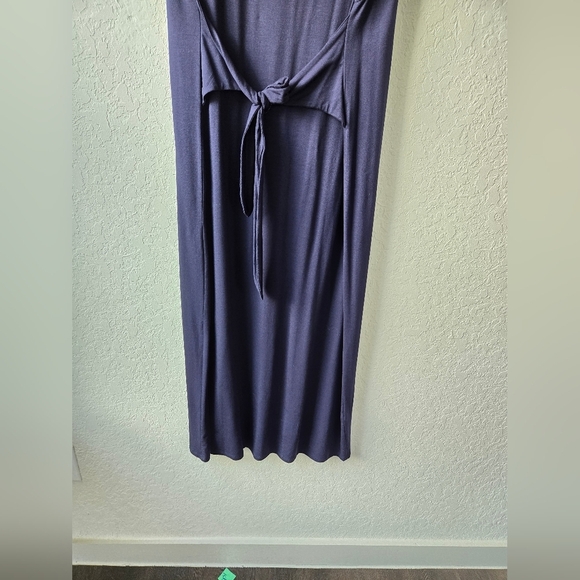 Eileen Fisher Large Blue Purple Maxi Tie Front / Back Dress New with tags - Picture 2 of 12